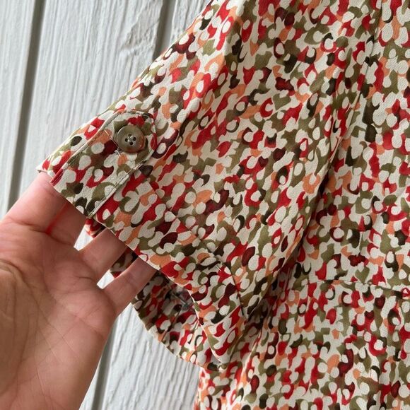 Funky Vintage GIANNI Abstract Blouse – 90s Rayon Sheer Made in USA – Sz 10 M/L - Picture 8 of 12